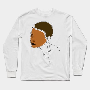 Black Woman Portrait Line Art Long Sleeve T-Shirt